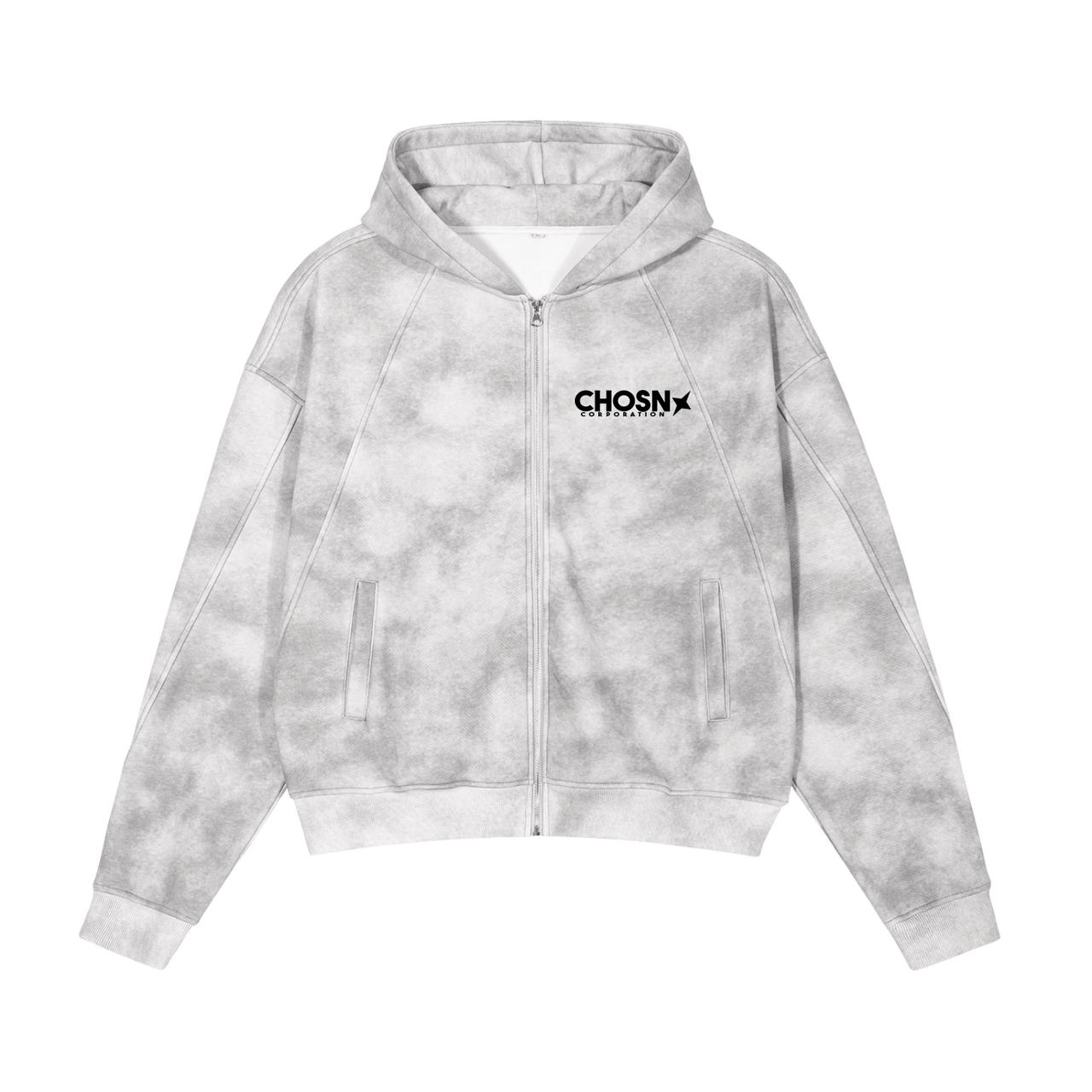 "LIFE SUCKS" Dirty Washed Boxy Zip-Up Hoodie - CHOSN