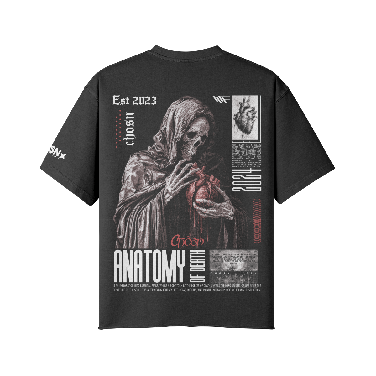 Camisa de gran tamaño y peso pesado "ANATOMÍA DE LA MUERTE"