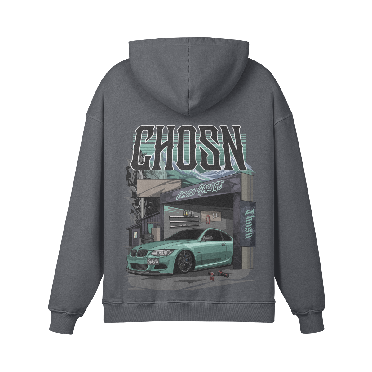 Sudadera con capucha de peso pesado "CHOP SHOP"