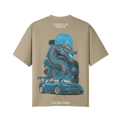 "LEGENDS LIVE FOREVER" Oversize Print Heavyweight Shirt - CHOSN